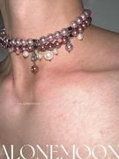 原创设计 粉紫珍珠钛钢项链choker