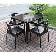 美式休闲铁艺餐椅简约做旧实木餐桌椅酒吧咖啡厅靠背椅复古铁皮椅