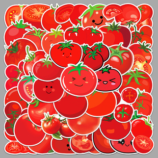 50张番茄贴纸创意可爱卡通健康蔬菜水果防水装饰手机壳笔记本贴纸