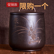 宜兴紫砂茶叶罐特大码号手工醒茶道茶器米桶缸七子饼普洱存储陶瓷
