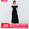 lily2024夏女装(夏女装)复古优雅气质通勤款修身显瘦收腰连衣裙小黑裙