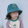 儿童渔夫帽女童灯芯绒笑脸帽子，男童韩国秋季出游盆帽宝宝渔夫帽潮
