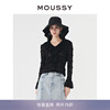 MOUSSY 春季淑女风圆领蕾丝荷叶边长袖衬衫028GSZ30-0140