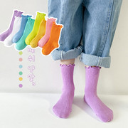 女童袜子夏季薄款网眼袜儿童花边，公主袜糖果，荧光色婴儿宝宝中筒袜