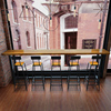实木休闲铁艺酒吧桌奶茶店吧台桌咖啡店高脚桌靠窗阳台长条桌椅