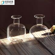 玻璃小花瓶日式手作干花花瓶，桌面装饰花器摆件，透明水培玻璃花瓶