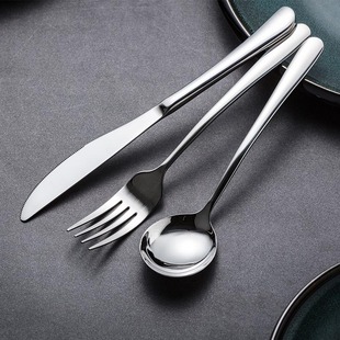 欧式创意304不锈钢牛扒叉，加厚西餐餐具，两件套牛排叉勺三件套