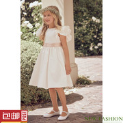 NEXT女童伴娘礼服连衣裙 2023夏季女孩白/粉色褶皱 儿童裙 2-14歲