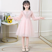 女童春装超洋气纱裙，2023女孩时髦韩版中大儿童，长袖公主连衣裙