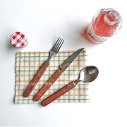 胡桃集市回馈款日式花梨实木，手柄叉勺套装西餐餐具三件套