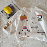 儿童春秋装纯棉休闲卡通长袖，t恤0-6岁男女，宝宝童趣可爱内搭打底衫