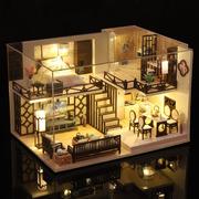 创意新中式建筑模型雅馨居木质手工拼装DIY小屋大型别墅玩具礼物