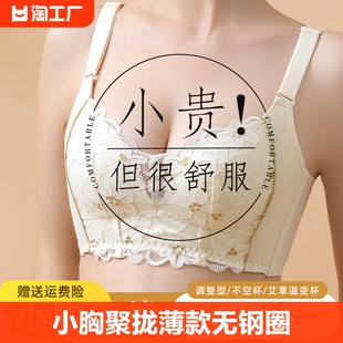 内衣女小胸聚拢薄款防下垂收副乳无钢圈调整型上托文胸罩外扩罩杯