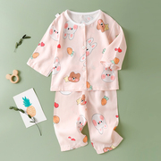 夏季男女宝宝绵绸家居服套装，儿童薄款睡衣开衫，婴儿棉绸空调服