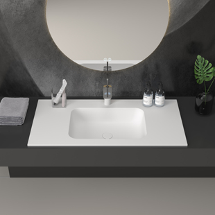 国产可丽耐人造石定制热压一体洗手盆卫生间整体人造石浴室柜