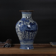 景德镇陶瓷器花瓶仿古开片裂纹观音瓶古典现代家饰品客厅摆件