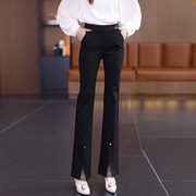 职业女裤2024高端品牌微喇裤，西装面料前开叉，时尚洋气喇叭裤子