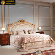 欧式全实木雕刻公主床法式高端主卧真皮双人床婚床主卧床豪门家具