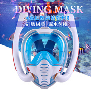 成人潜水镜浮潜三宝全面罩双管硅胶全干式呼吸管游泳防雾面具