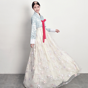 高端韩服纱裙女成人，春夏秋传统宫廷，礼服朝鲜族民族舞蹈演出服装