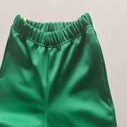 中小学生春秋绿色裤子拼接白杠加黄杠杠(黄杠杠，)宽松直筒运动校服长裤