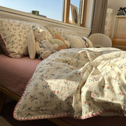 类A婴儿级双层纱小碎花床上四件套100全棉纯棉被套床单款床上用品