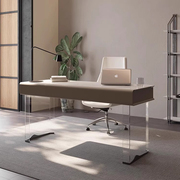意式极简岩板书桌亚克力悬浮高级感设计办公室家用书房电脑桌