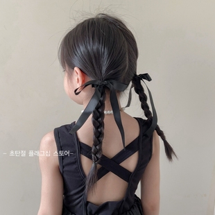 韩国黑色高级感儿童蝴蝶结，发夹发圈洋气，小女孩双马尾头绳头饰发卡