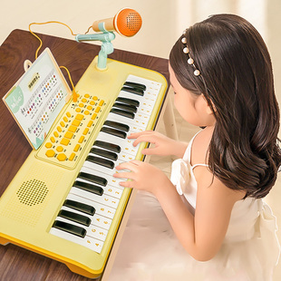 儿童电子琴初学者可弹奏小钢琴玩具，带话筒早教，益智宝宝3一6岁女孩