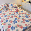 单品北欧ins可爱粉少女，心草莓小兔枕套，床笠席梦思床垫保护套1.8m