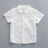 夏季英伦儿童条纹短袖衬衫 韩版男童打底衫白色衬衣黑色衬衫