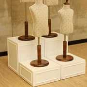 木质白色烤漆模特橱窗道具高低展示台底座地台包架鞋架