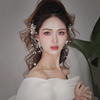 韩式珍珠水晶新娘头饰，盘发饰边夹简约耳挂结婚礼服纱配饰品
