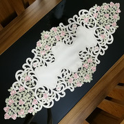 创意国潮桌旗桌垫桌布，茶几盖巾布艺刺绣绣花轻奢玫瑰实木桌旗