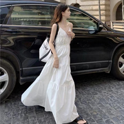法式白色仙女裙吊带裙海边度假连衣裙女显瘦夏季裙子小众气质长裙