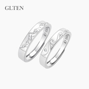 glten海誓山盟情侣对戒纯银一对女男戒指小众，设计素圈款男士指环