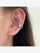 s925纯银锆石镶嵌扑克牌耳夹女无耳洞耳环小众设计个性耳骨夹