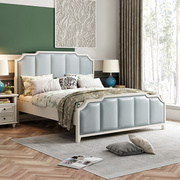 美式轻奢真皮实木床主卧室家具1.5米1.8米双人床高箱气压床储物床