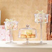 欧式透明玻璃糖果罐糖缸高脚托盘，防尘罩蛋糕盘，蛋糕罩婚庆家居摆件
