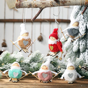 圣诞节装饰品绒球娃娃挂件滑雪小玩偶吊饰树挂件迷你雪人爱心天使