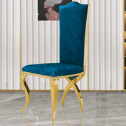 简约后现代不锈钢餐椅欧式绒布时尚酒店餐桌椅休闲金属高靠背椅子