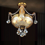 澳米温馨卧室全铜水晶吸顶灯美式玄关书房餐厅全铜吸顶灯