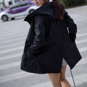 士风衣三层压胶韩版外套，薄款户外单层冲锋衣，中长款防风防水女