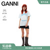 GANNI女装 浅蓝色休闲花朵图案印花圆领短袖上衣T恤衫 T3533495