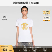 RC女士T恤 镜面蛇纹Logo印花棉质T恤Roberto Cavalli