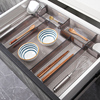 日式厨房抽屉收纳分隔盒格家用筷子餐具，勺子组合透明塑料整理神器