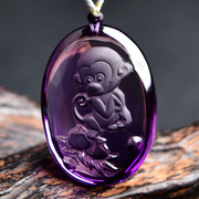 天然紫水晶猴项链节节升猴候吊坠生肖猴形转运珠吉祥物男女士