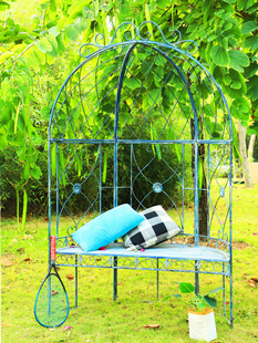 库美式铁艺双人椅子植物爬藤架花园半圆椅庭院户外装饰花架休闲销