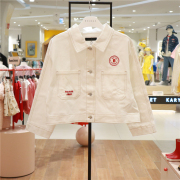 roanjane高端设计师儿童翻领白色牛仔外套韩国24春季休闲上衣