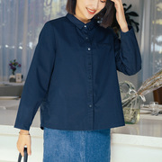 yun韫2024春季女装，polo领单排扣衬衫，式短外套休闲短风衣3282